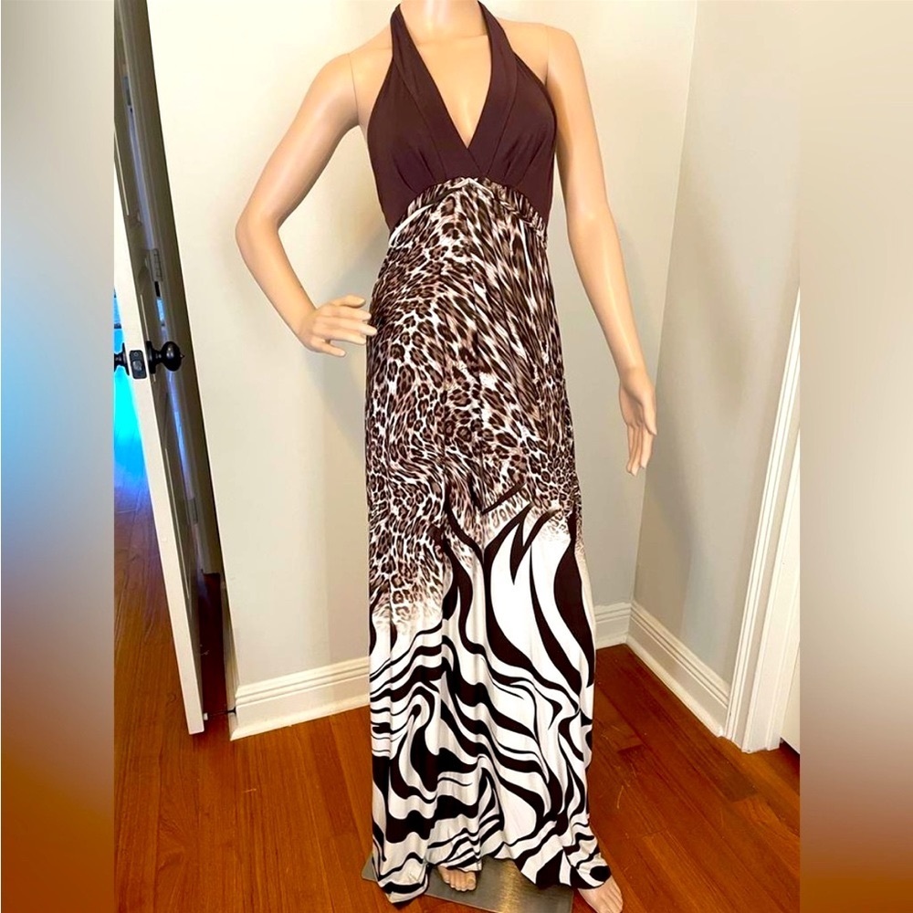 Playne Jane Maxi Animal Print Dress, Size Small